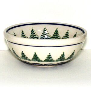 Bolesławiec Bowl Pine Tree Pattern Winter Cottagecore Dining Serveware Decor